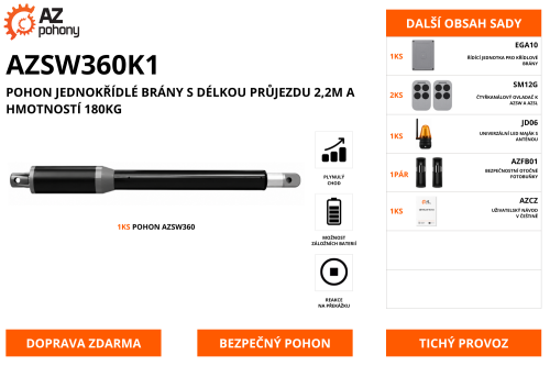 AZSW360K1 - sada pohonu pro jednokřídlou bránu